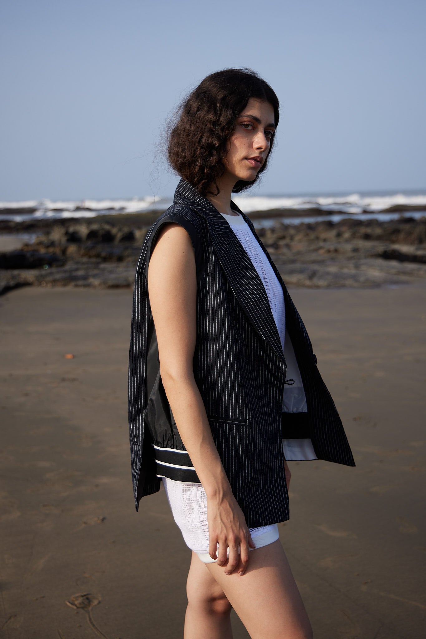 Striped Linen Blazer|Jacket