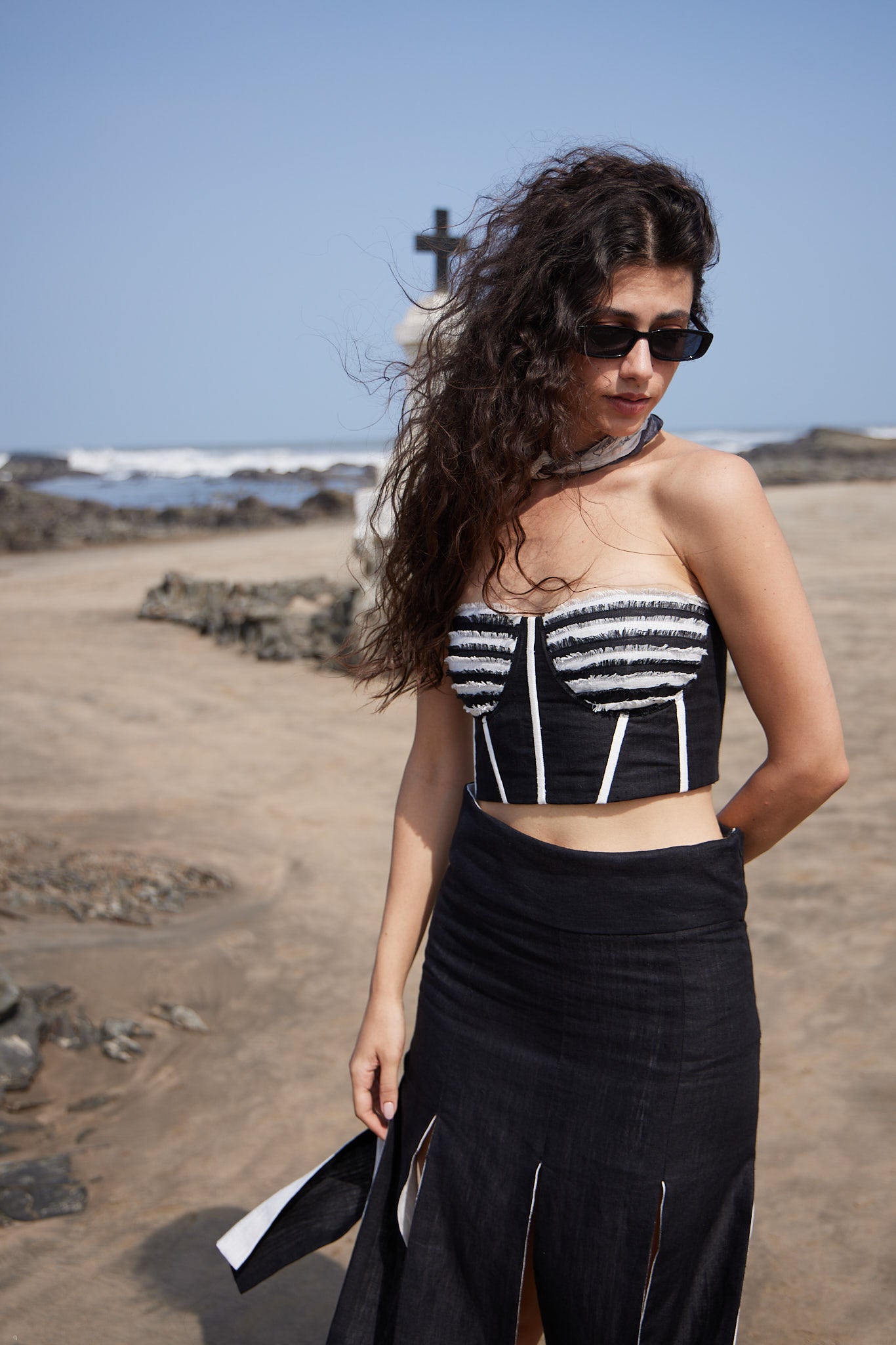 White & Black Fringe Corset