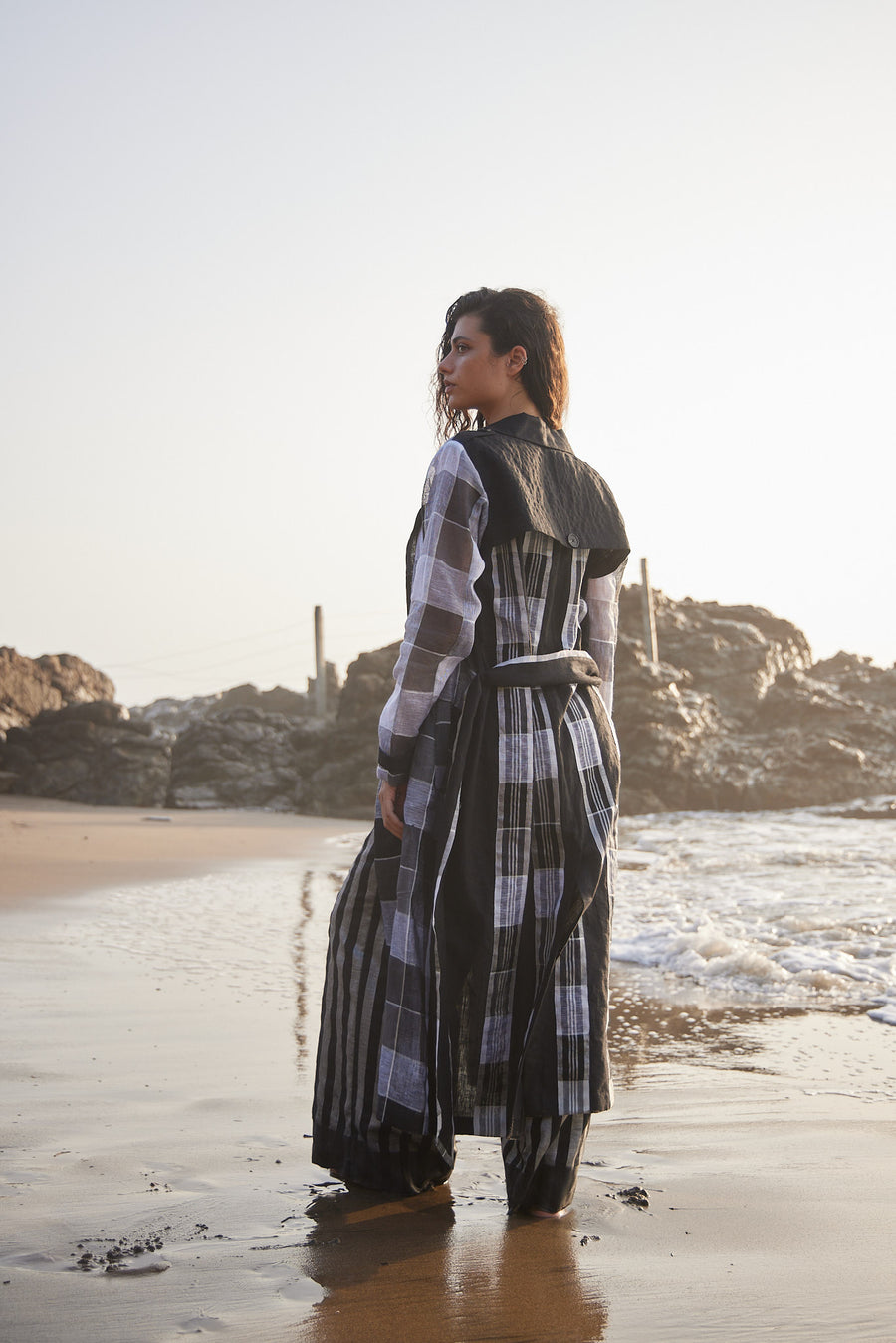 Linen Check Trench