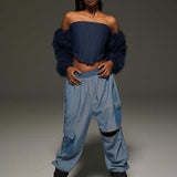 High-Waisted Jogger Denim Pants