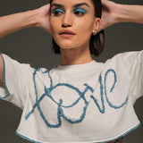 Love" Embroidered Crop T-Shirt