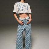 Contrast Boxer Denim Pants