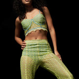 Chantilly Corset Top and Bell Bottom Pants Set
