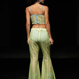 Chantilly Corset Top and Bell Bottom Pants Set