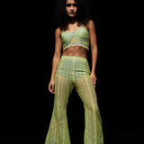 Chantilly Corset Top and Bell Bottom Pants Set