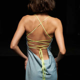 Midi Dress with Neon Green Straps