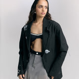Denim Block Printed Blazer