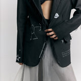 Denim Block Printed Blazer
