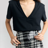 V-Neck Padded Shoulder T-Shirt