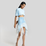 Powder Blue Lace Layered Skirt