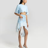 Powder Blue Lace Layered Skirt