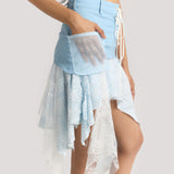 Powder Blue Lace Layered Skirt