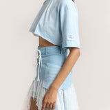 Powder Blue Lace Layered Skirt