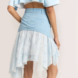 Powder Blue Lace Layered Skirt