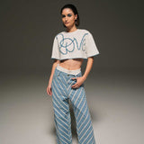 Contrast Boxer Denim Pants