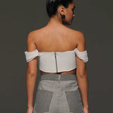 Off-Shoulder Netted Corset