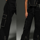 Black Denim Cargo Pants