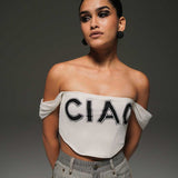 Off-Shoulder Netted Corset