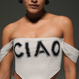 Off-Shoulder Netted Corset