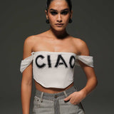 Off-Shoulder Netted Corset