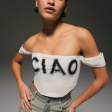 Off-Shoulder Netted Corset