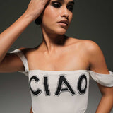Off-Shoulder Netted Corset