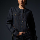 Denim Bodysuit Shirt with Low Waist Pants