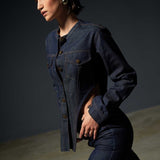 Denim Bodysuit Shirt with Low Waist Pants