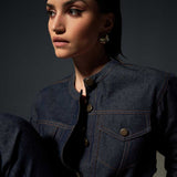 Denim Bodysuit Shirt with Low Waist Pants