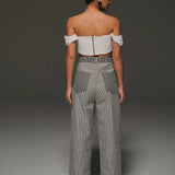 High Waist Striped Denim