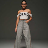 High Waist Striped Denim