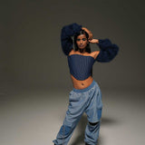High-Waisted Jogger Denim Pants