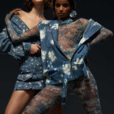 Tie-Dye Biker Denim Jacket