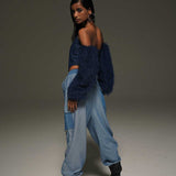 High-Waisted Jogger Denim Pants