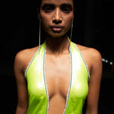 Neon Green Faux Leather Dress
