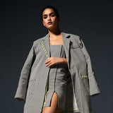 Striped Oversized Blazer With Fitted Short Dress Set