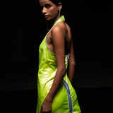 Neon Green Faux Leather Dress