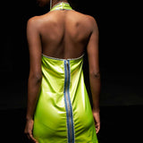Neon Green Faux Leather Dress