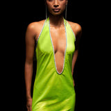 Neon Green Faux Leather Dress