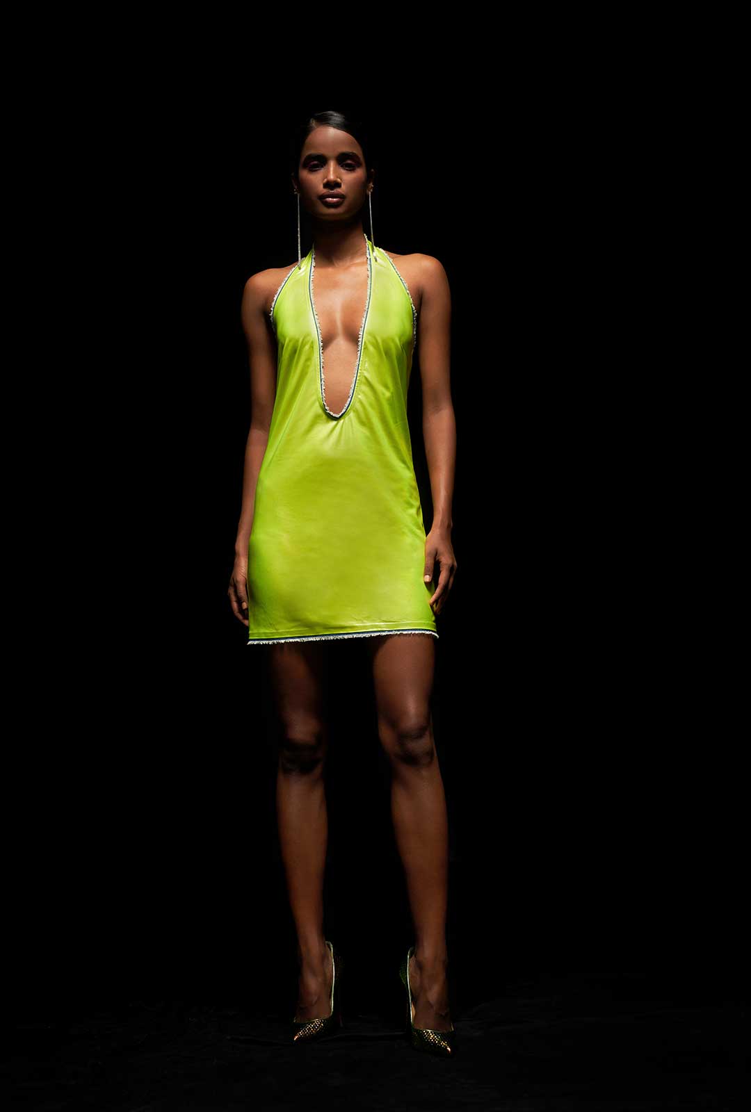 Neon Green Faux Leather Dress