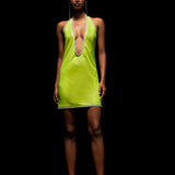 Neon Green Faux Leather Dress