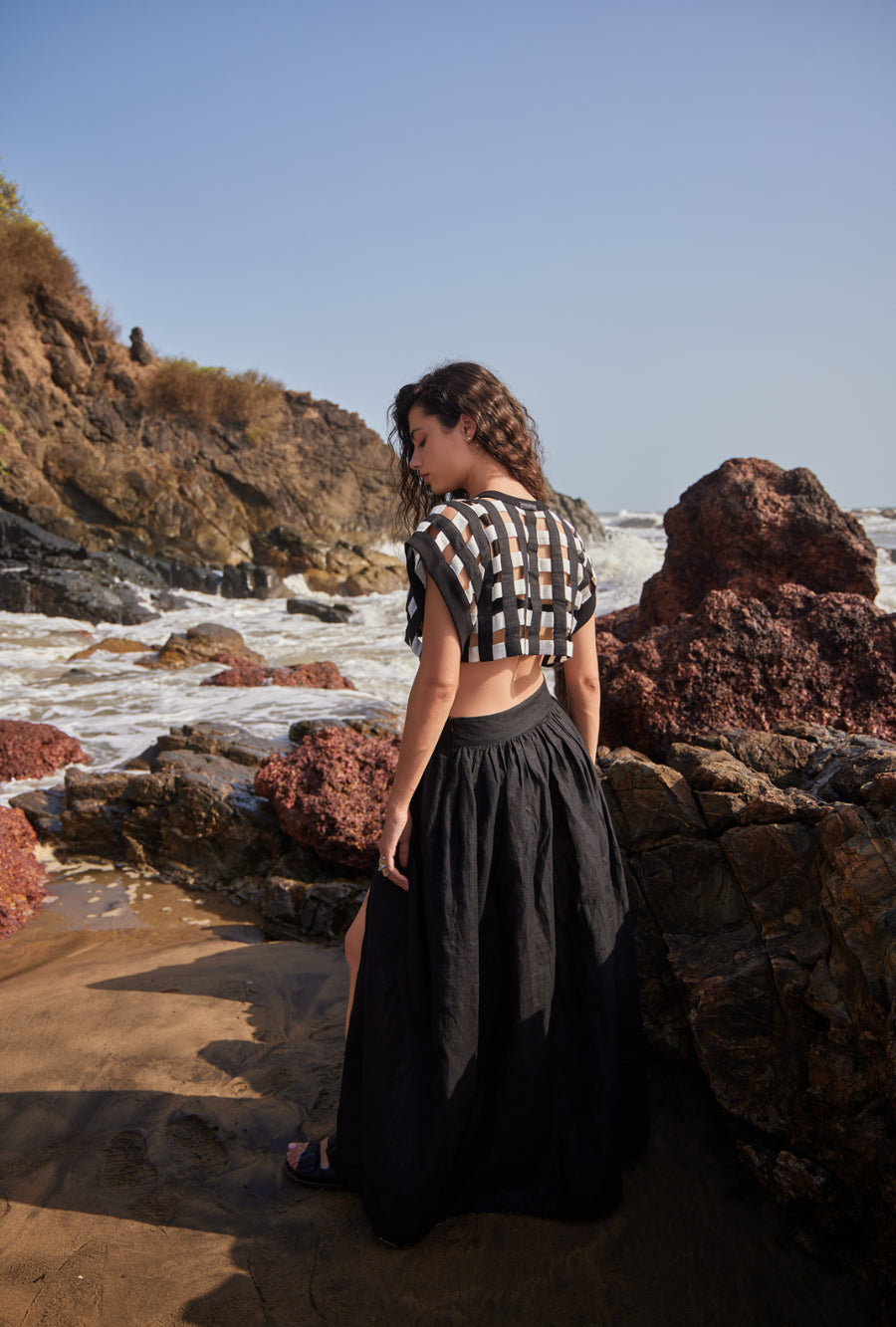 Gathered Linen Skirt