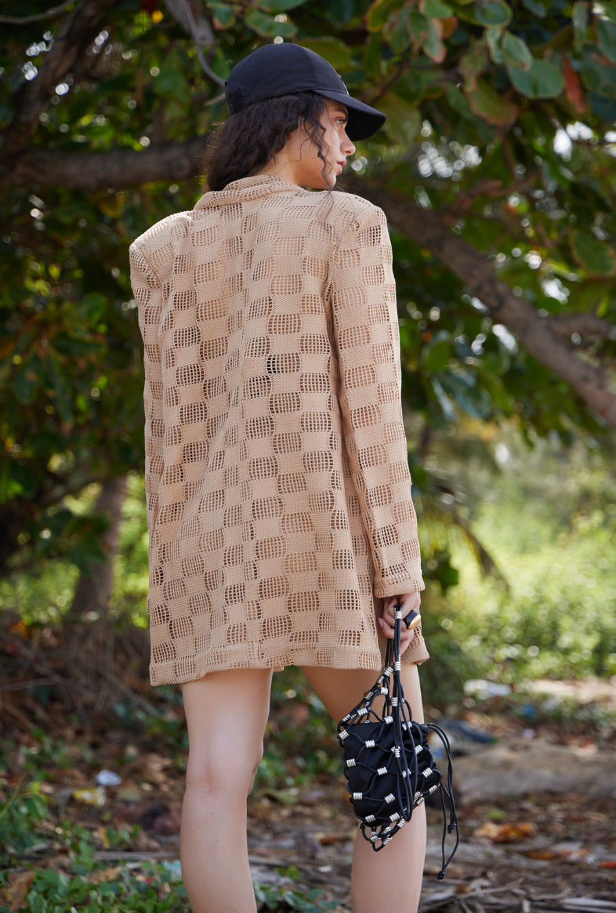 Beige Crochet Blazer