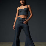 Studded Corset and Bell Bottom Pant Set