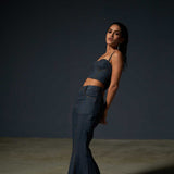 Studded Corset and Bell Bottom Pant Set