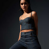 Studded Corset and Bell Bottom Pant Set