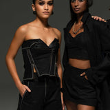 Black Denim Tube Top