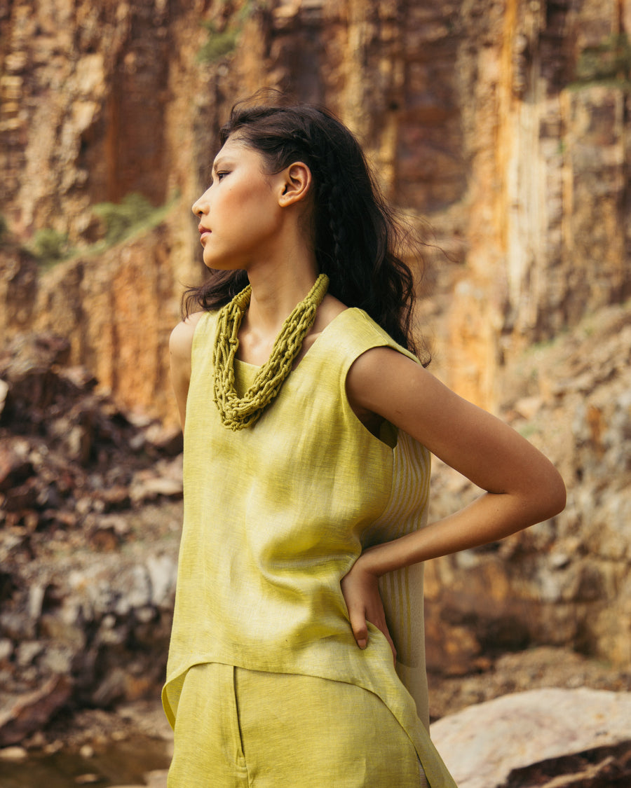 Lime green high-low co-ord