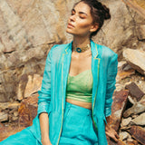 Pool Blue Pantsuit with Bustier