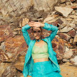 Pool Blue Pantsuit with Bustier